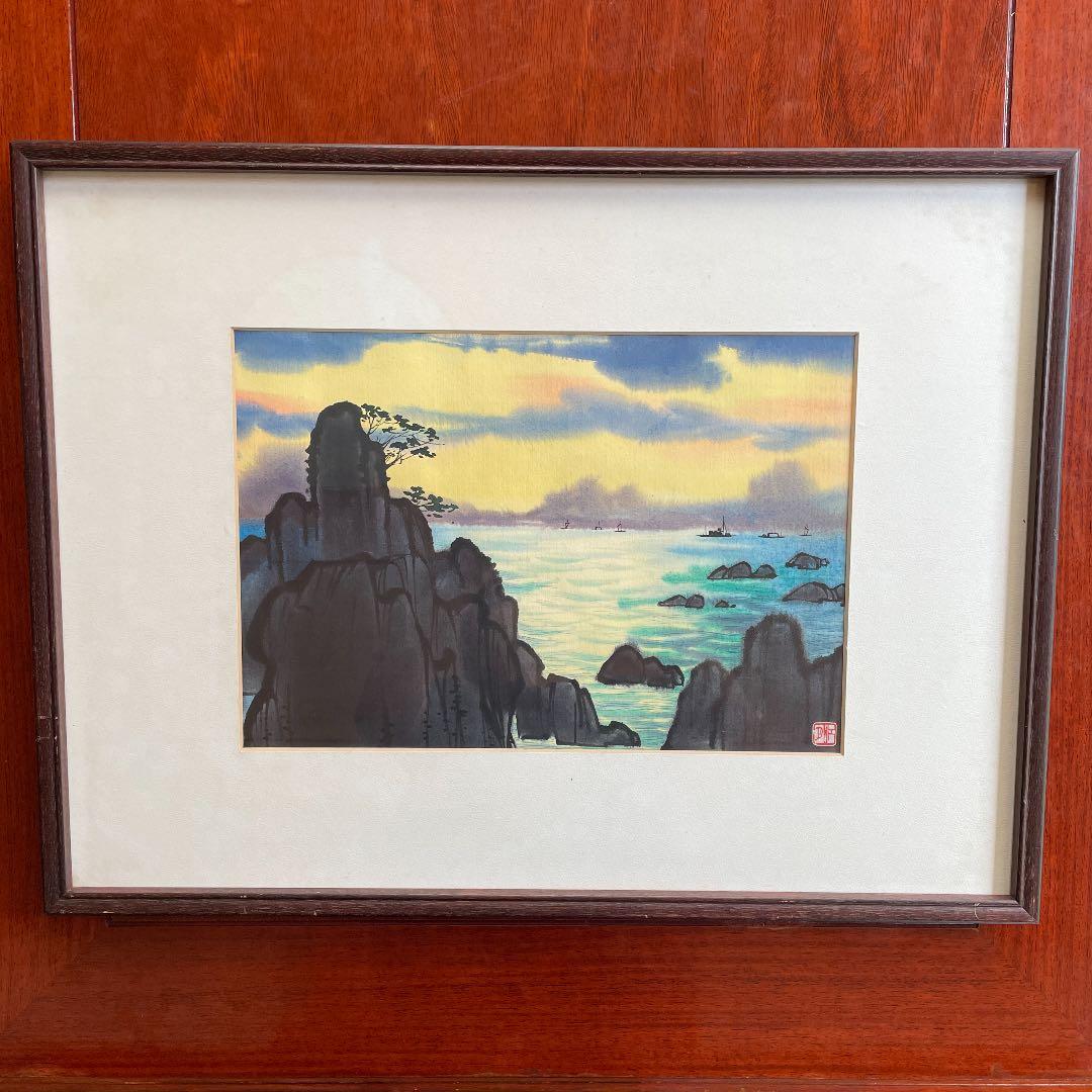 抽象的油彩画 金色フレーム 中里巌