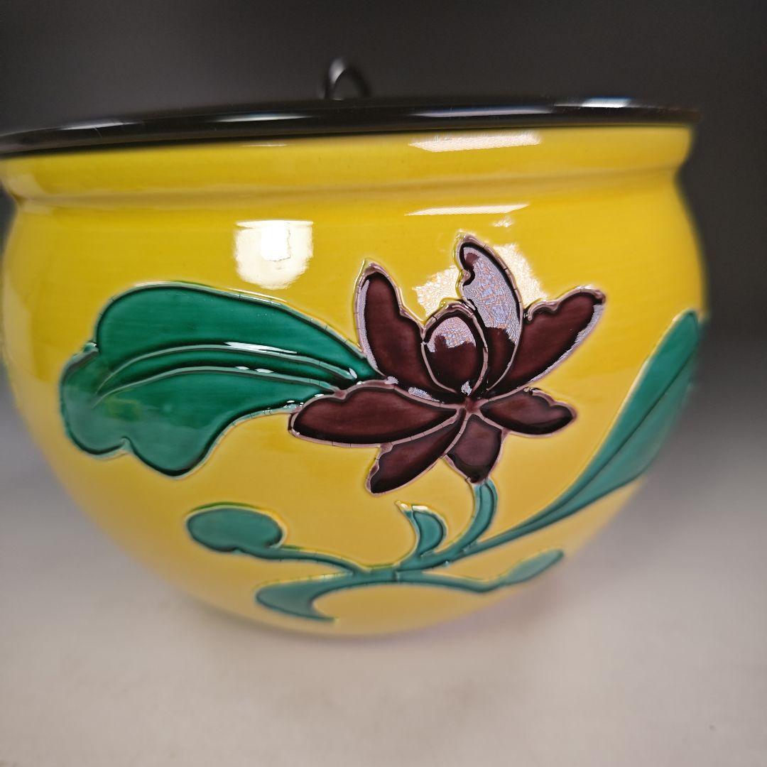 イ858 水指『橋本喜泉作』『即中斎好写 黄交趾牡丹 水指 共箱』茶道具