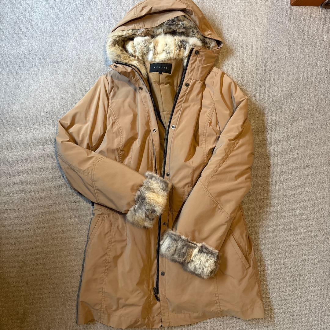 RESTIR ベージュ モッズコート ファー付き Dream garden（ドリームガーデン） モッズコート コート ボリューム