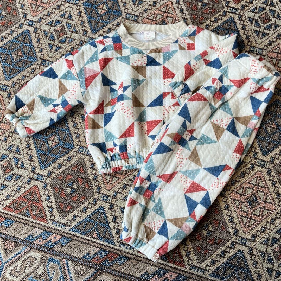 しまむら softcheese パッチワーク キルト セットアップ 90 - メルカリ