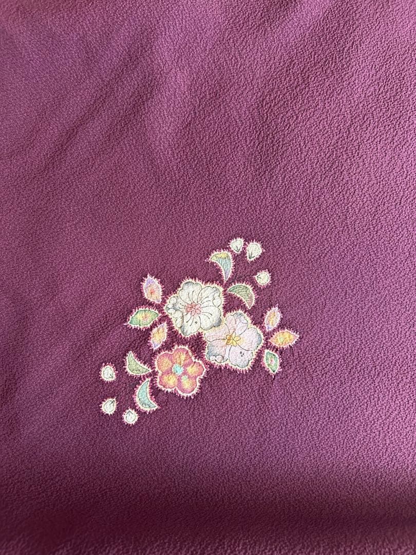 着物反物 正絹 桐屋翠山工房製 辻が花模様 絞り 茶紫