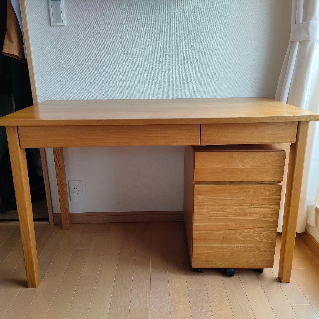 ○引取専用○無印良品タモ材デスク•引出付（タモ材） - メルカリ