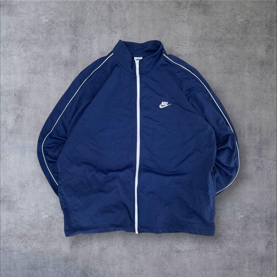90s NIKE トラックジャケット ネイビー 刺繍ロゴ シティスタイル