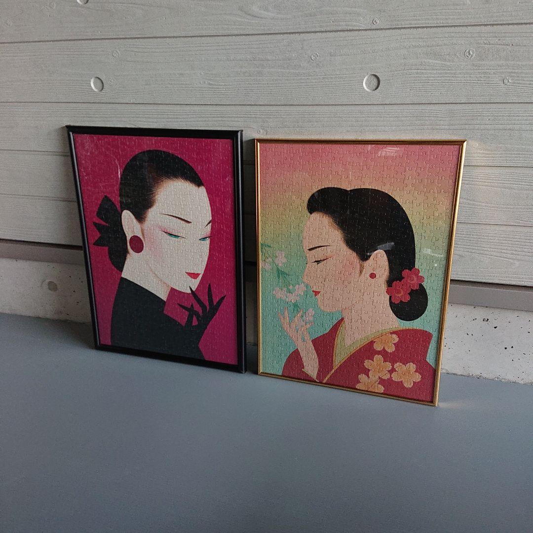 鶴田 一郎 エクスタシー 希少 レア 美人画 ノエビア パズル 完成品 額付