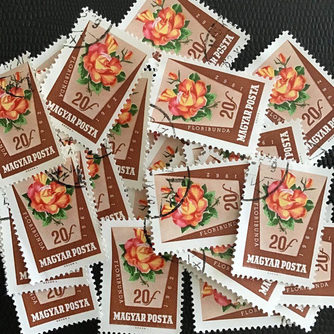海外ヴィンテージ使用済み切手（ハンガリーの花柄）35枚 - メルカリ