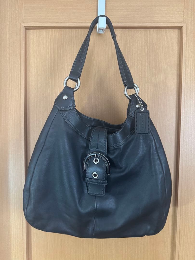 美品　コーチ ワンショルダーバッグ ソーホー ブラック レザー 美品】コーチ ソーホー ショルダーバッグ 黒 レザー ゴールド金具