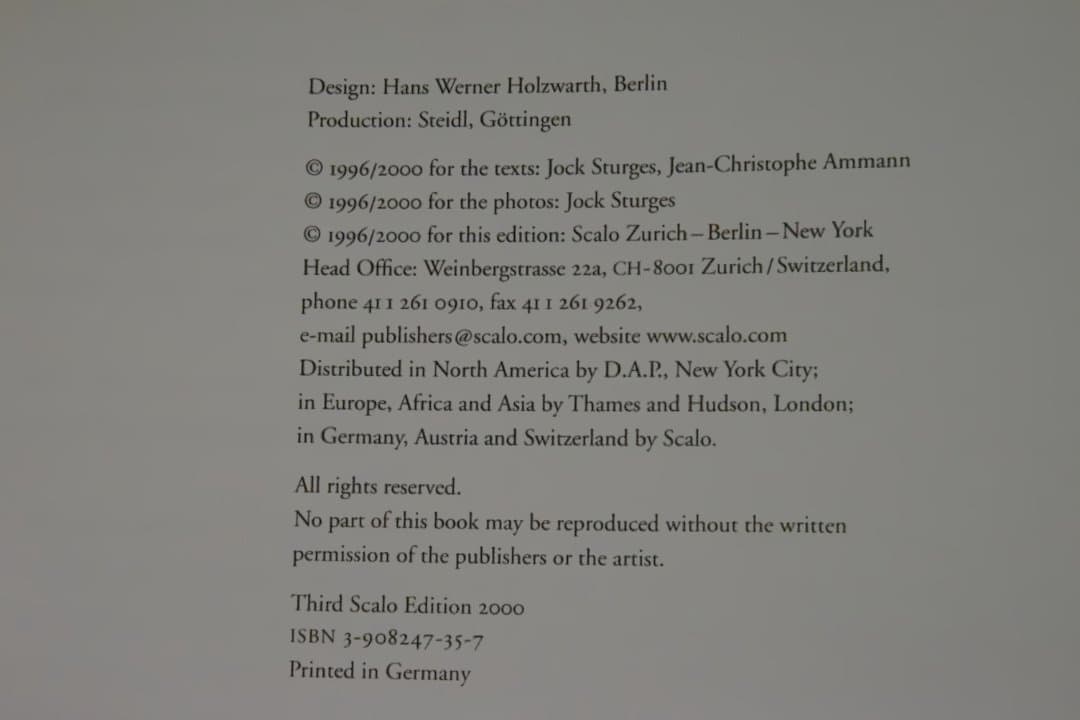 【 Jock Sturges：Photographer】2000年初版発行