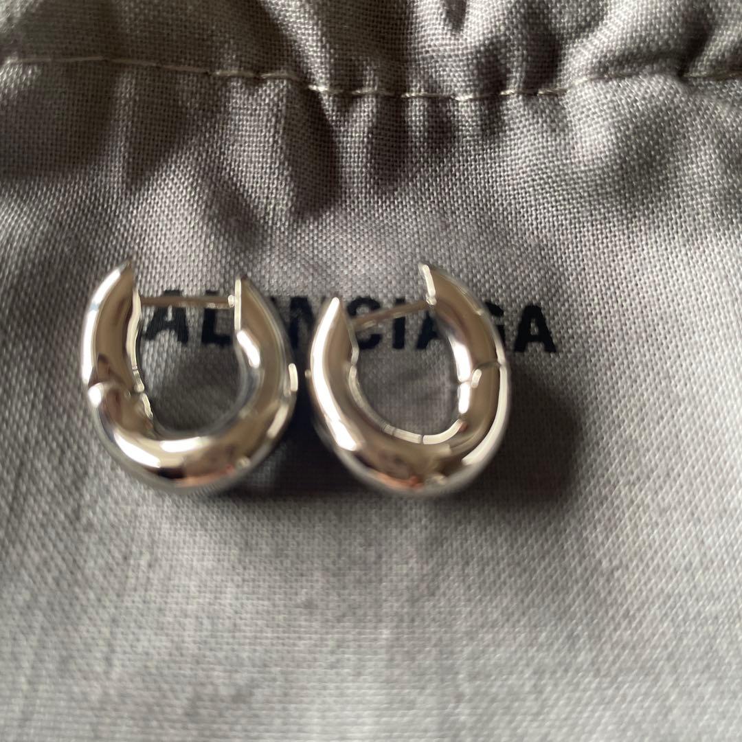 BALENCIAGA バレンシアガ ミニフープピアス シャイニーシルバー 新品