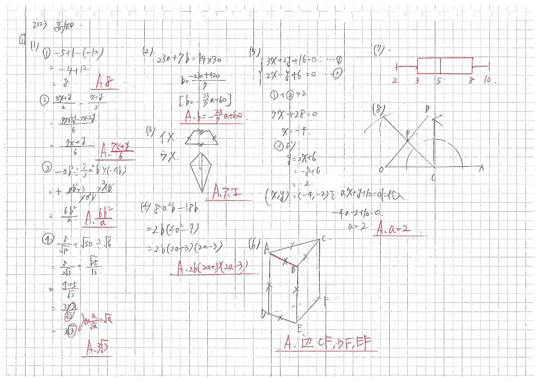 塾講師オリジナル数学解説 全問動画付 高知 公立高校入試 2022-24 過去