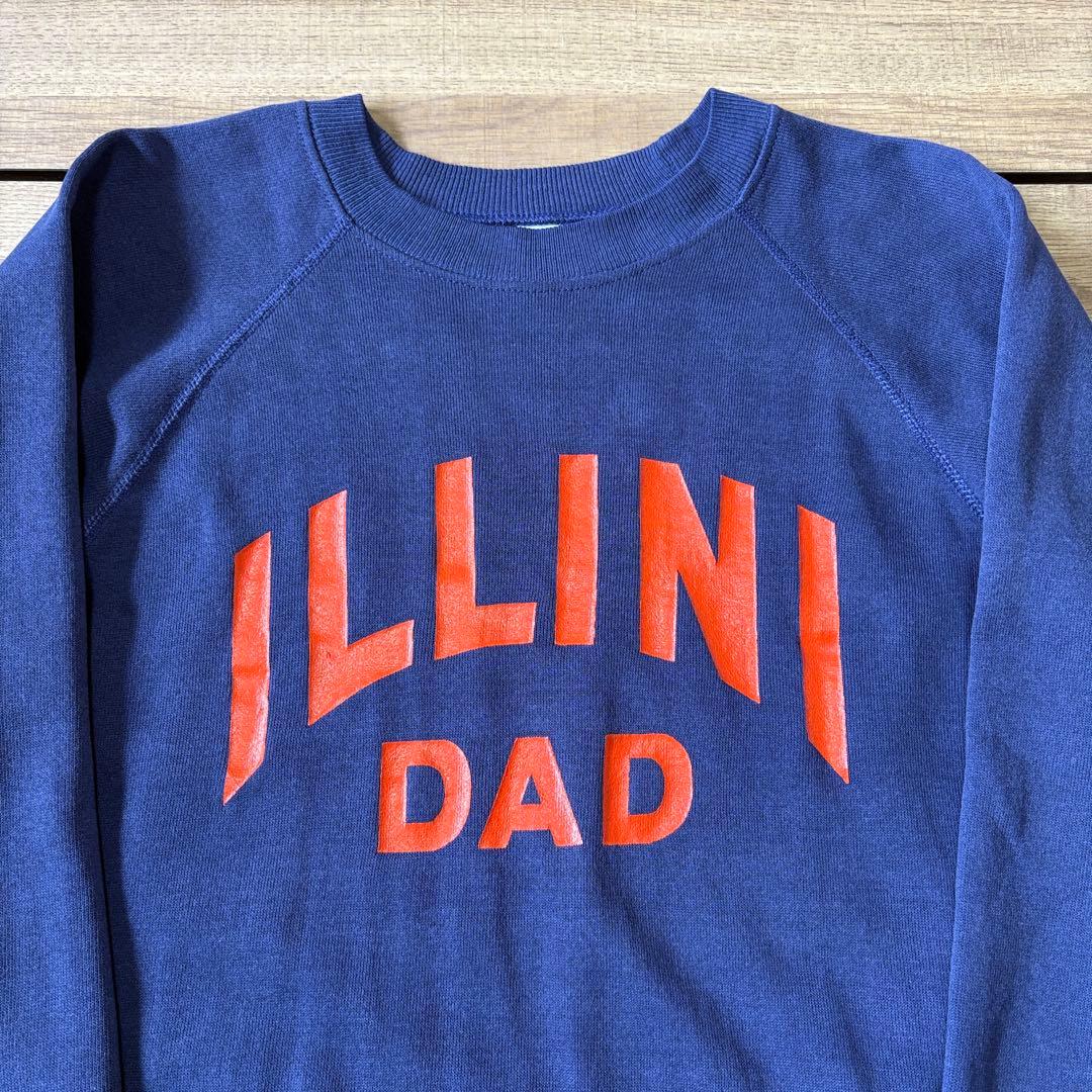 ヘインズ 80s USA製 ラグラン スウェット L ネイビー オレンジ 希少