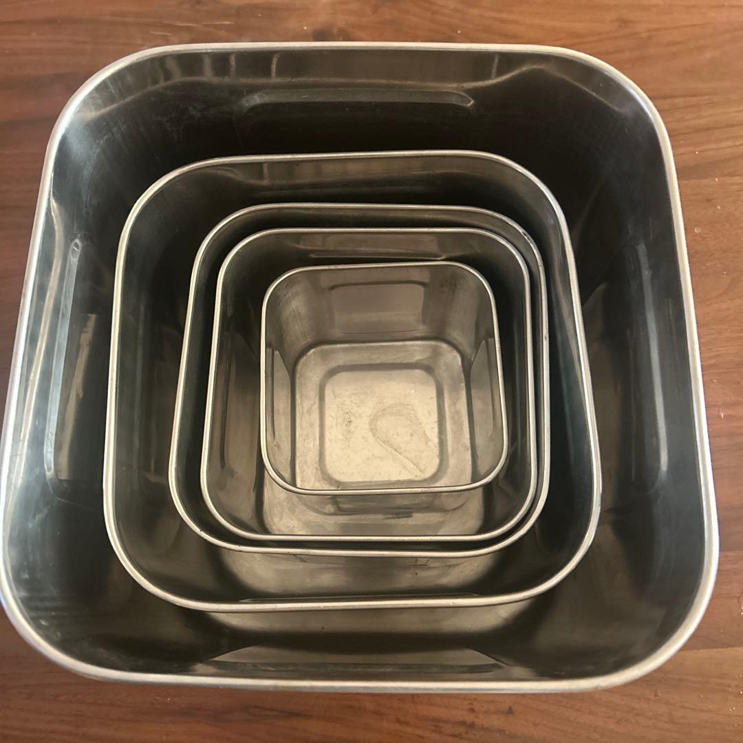 キッチン角ポット 5個セット 24.5㎝20㎝17㎝15.5㎝12.5㎝