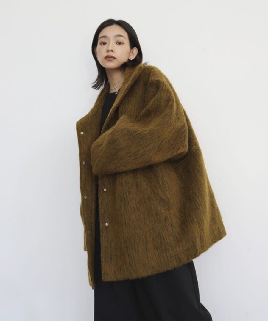 冬コート❣️シャギースタンドカラーコート シャギーコート マスタード
