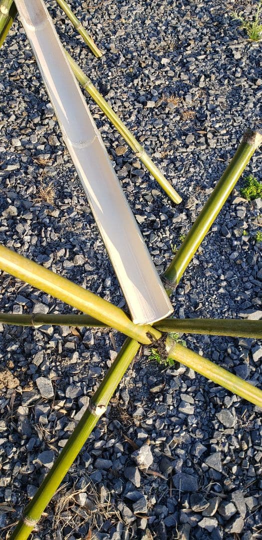 竹製品◇流しそうめんキット5m◇樋5枚◇竹足支柱18