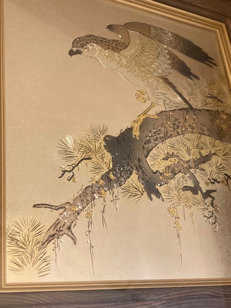 希少 堀口光彦 彫金額 松樹鷹図 金工作品 額装 - メルカリ