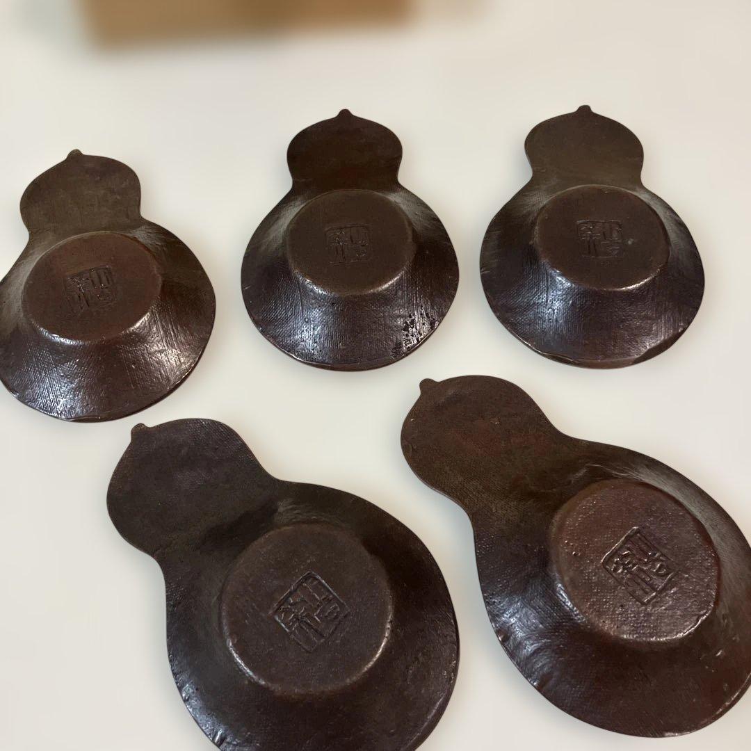 茶道具 鋳銅製 兵丹茶托 5客 共箱 - メルカリ