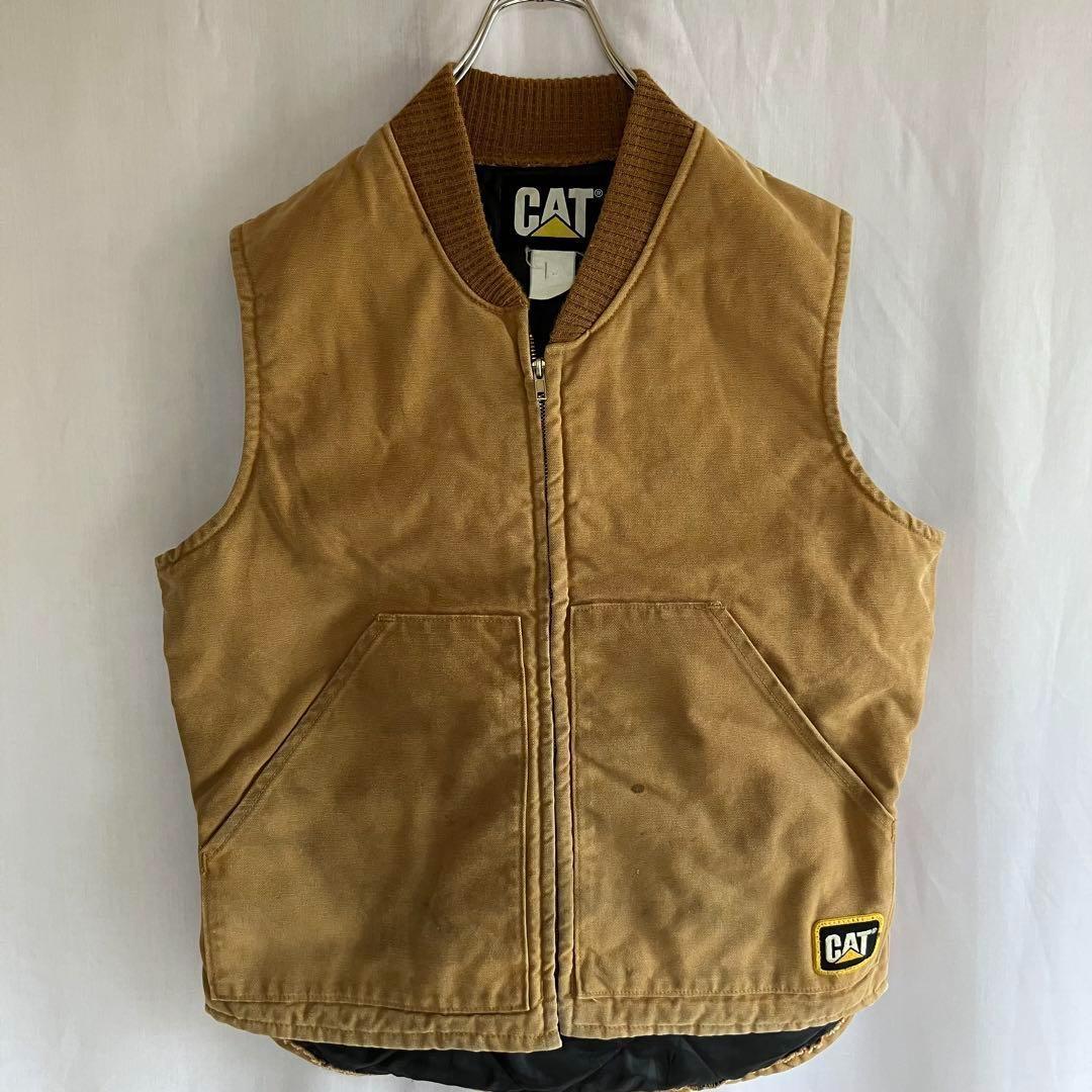 90's CAT キャタピラー ダック地 ベスト アクティブジャケット USA製