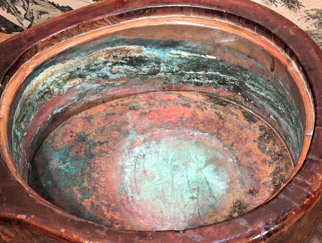 天然木切抜瓢箪形火鉢 瓢箪形五徳付き 民芸家具 時代家具 古民具