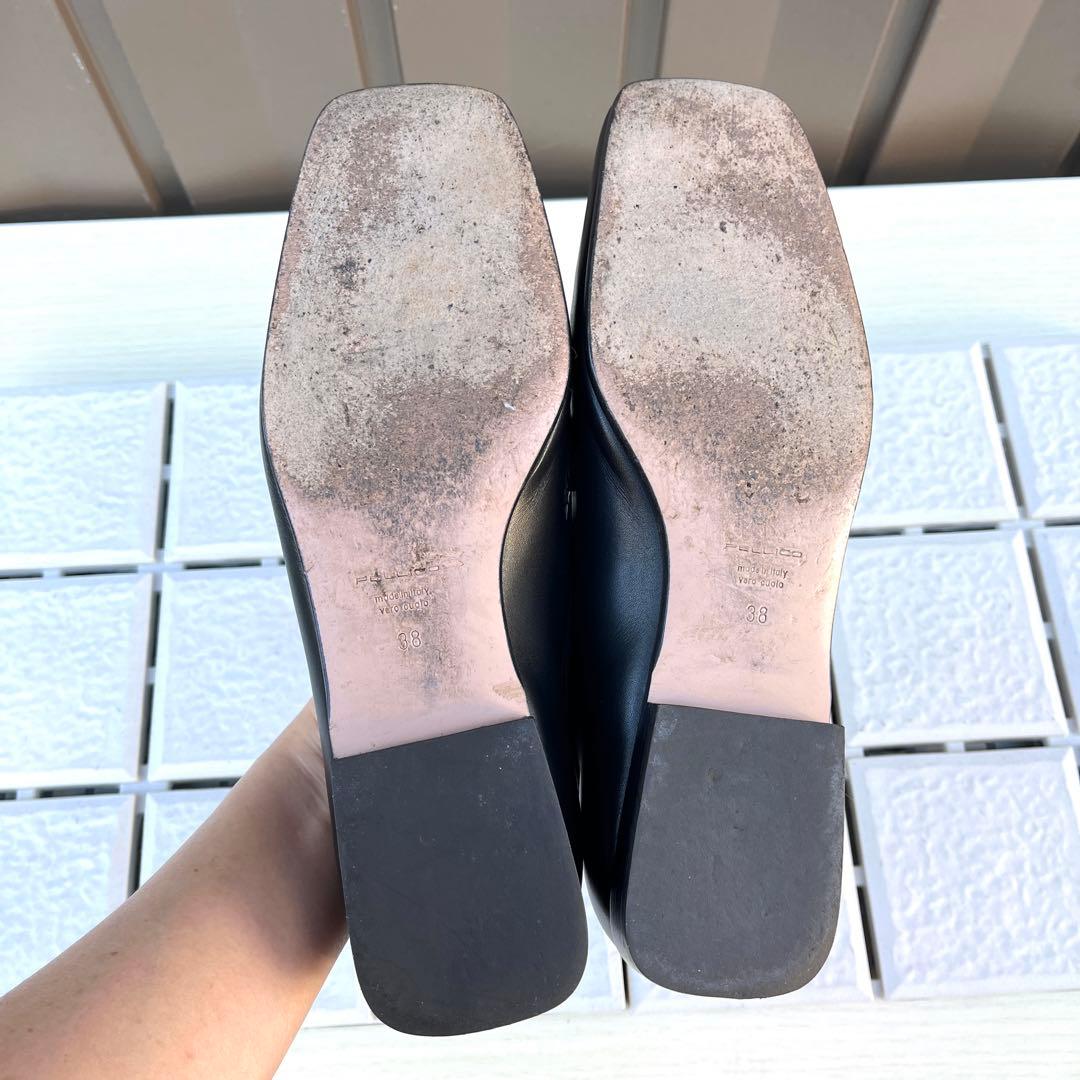 38 PELLICO ビット ローファ 黒 フラット ぺたんこ 24.5の通販はau PAY