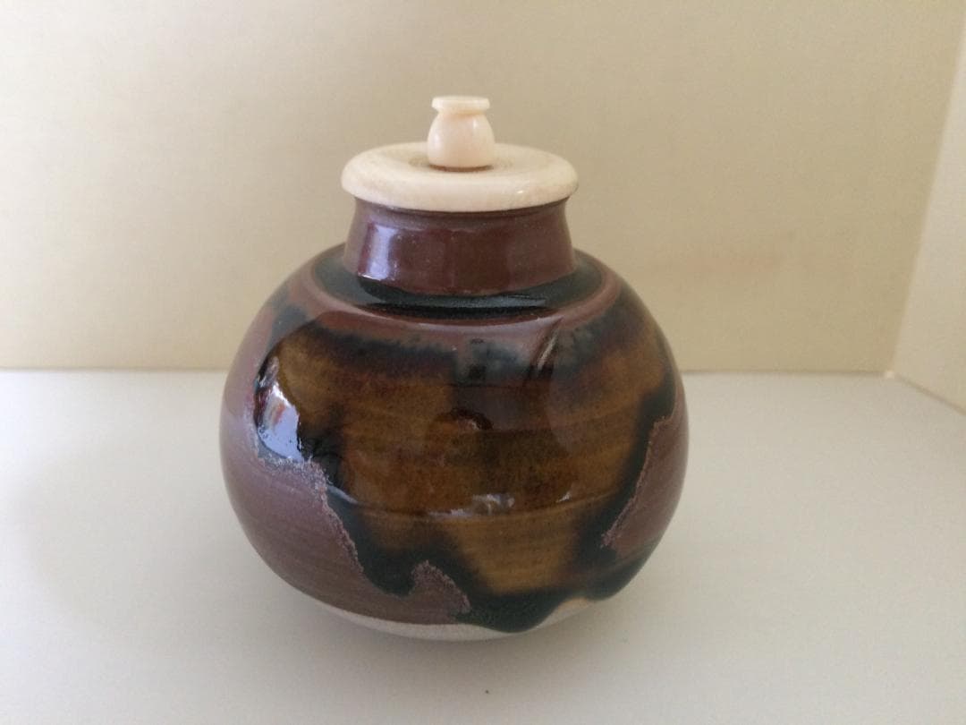 （値下げ）　茶道具　名物　相坂丸壺写茶入　伸治造　新品未使用 茶道具 茶入（ちゃいれ） 茶入 中興名物 古瀬戸 相坂丸壺写 仕覆：逢坂