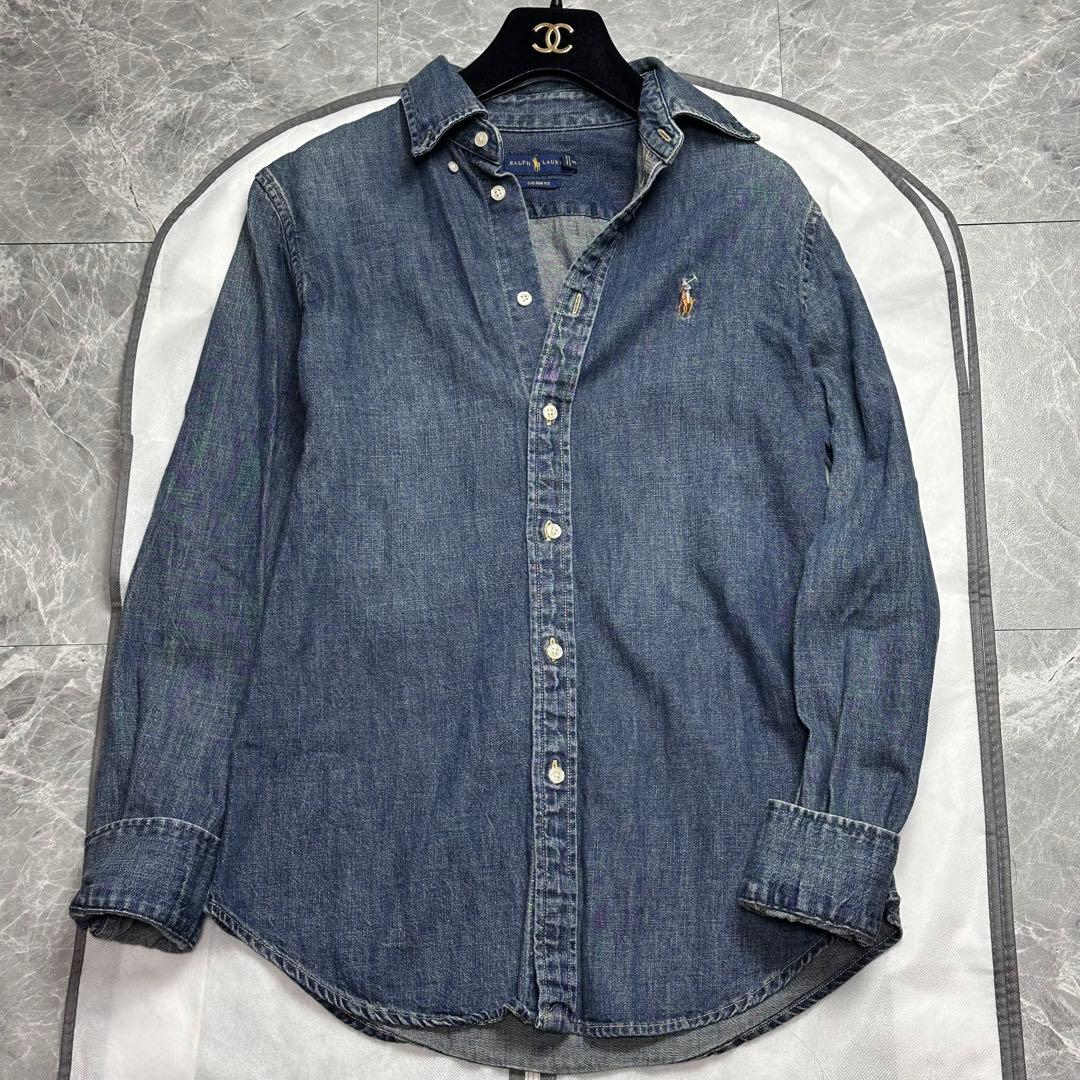 美品♡ラルフローレン デニムシャツ 長袖 ポニー刺繍 Ralph Lauren