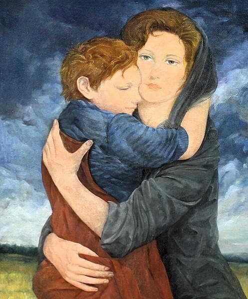 中島義行　タイトル「聖母子」　P１２号　リアリズム最高傑作　真作保証