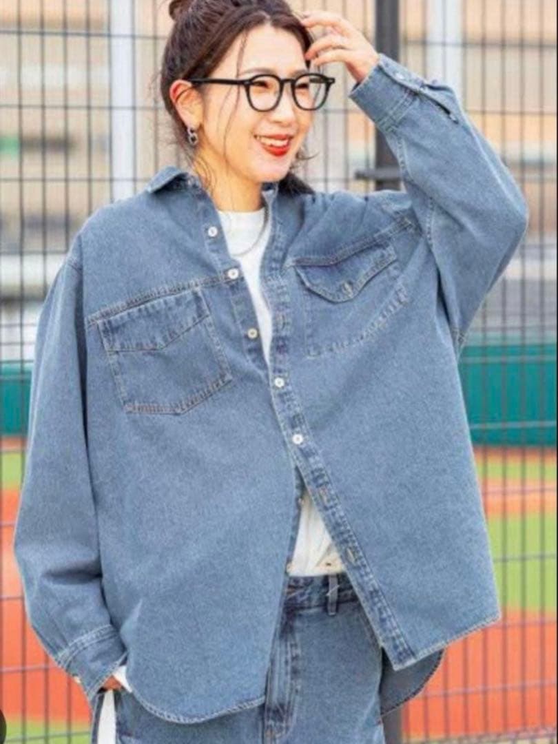 ニコアンド misayoプロデュース BIGデニムシャツ インディゴ - メルカリ