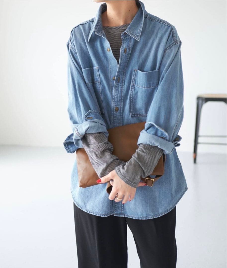 新品未使用Spick and Span ライトオンスデニムシャツ サックスブルー