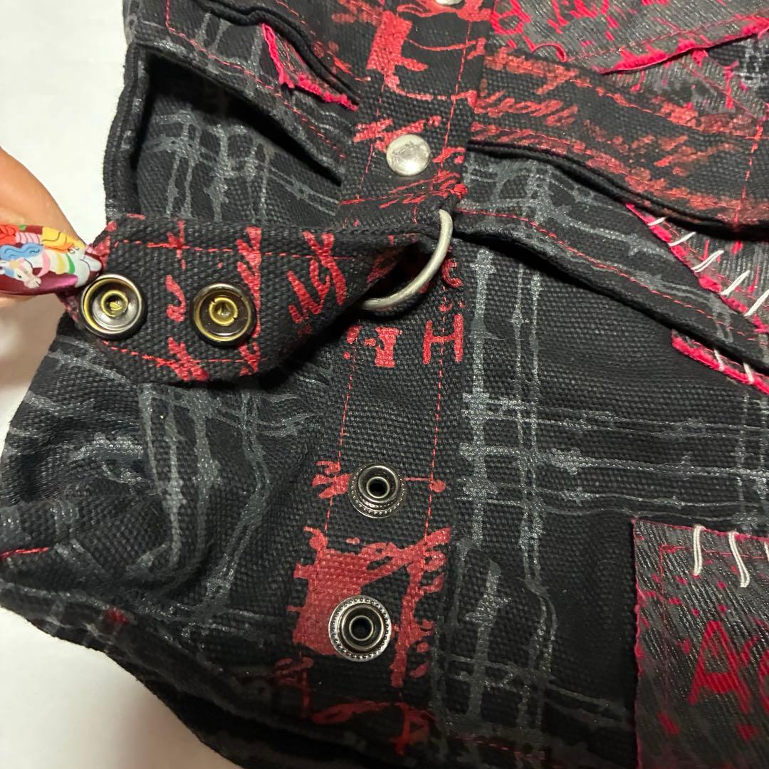 専用h.NAOTO パンク ロック ショルダーバッグ 赤 黒 レッド ブラ