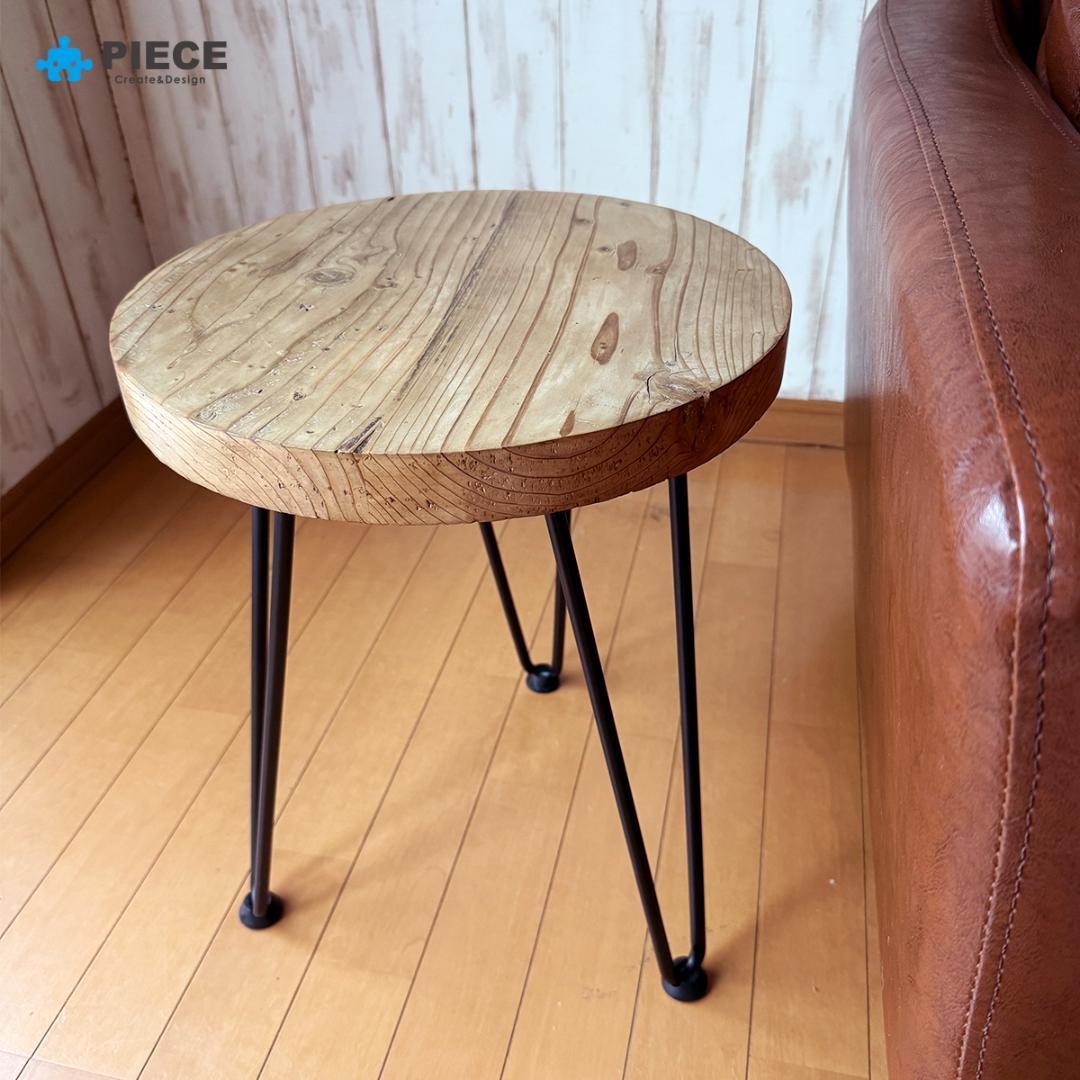 サイドテーブル 足場板古材 アイアン 丸型 35cm ヴィンテージ カフェ fit=scale-down,w=1200