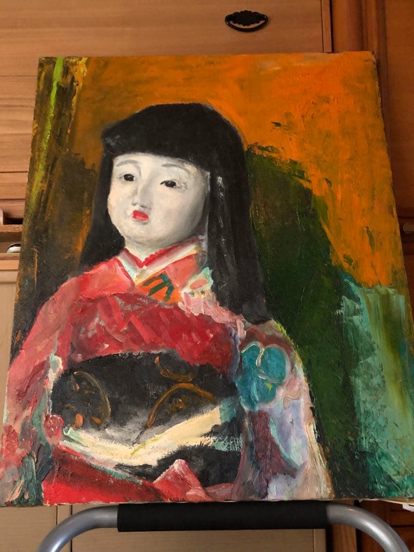 作者 micchan 油絵 F15号 原画 日本人形