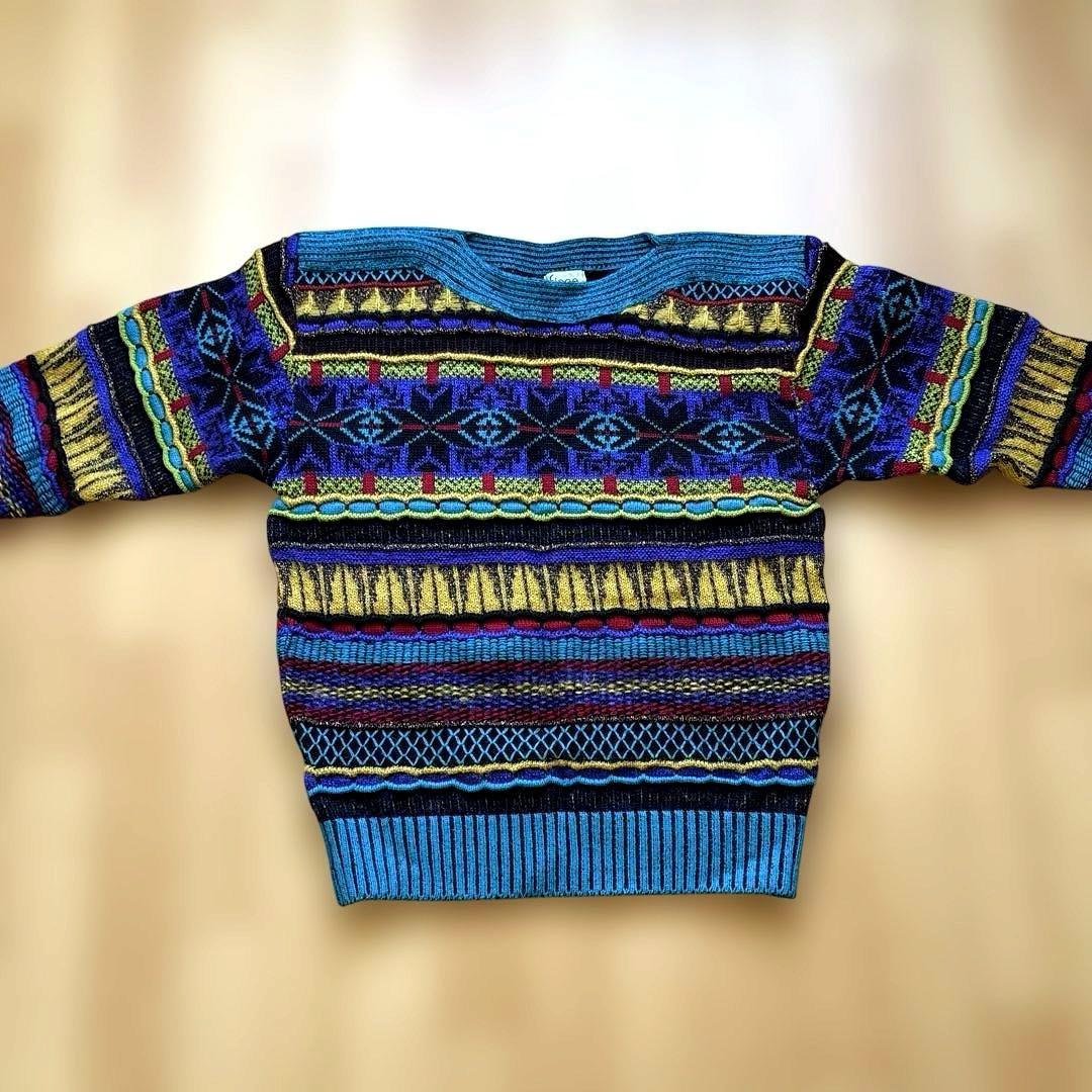 ficce 幾何学模様 マルチカラー ニットセーター