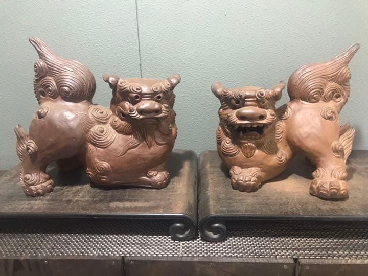 シーサー 金城敏徳 作 金城敏徳 作 呉須立シーサー（特大）1対