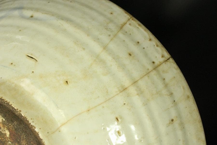 中国美術 青花 呉須 古染付 帆船図 大皿 φ47cm 明 貿易船(LC647