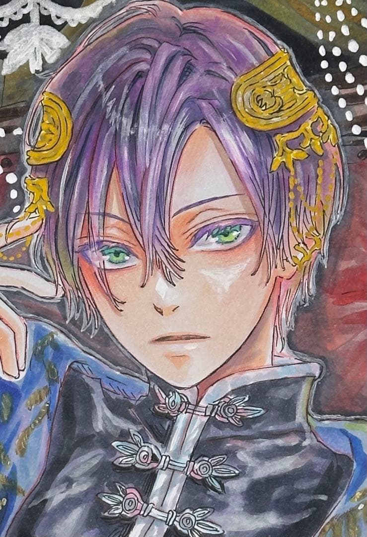 手描き イラスト アナログ 色紙 男の子 オリジナル - メルカリ