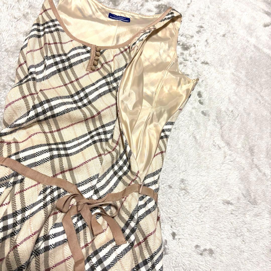 希少 バーバリー ブルーレーベル ワンピース ノバチェック 36サイズ