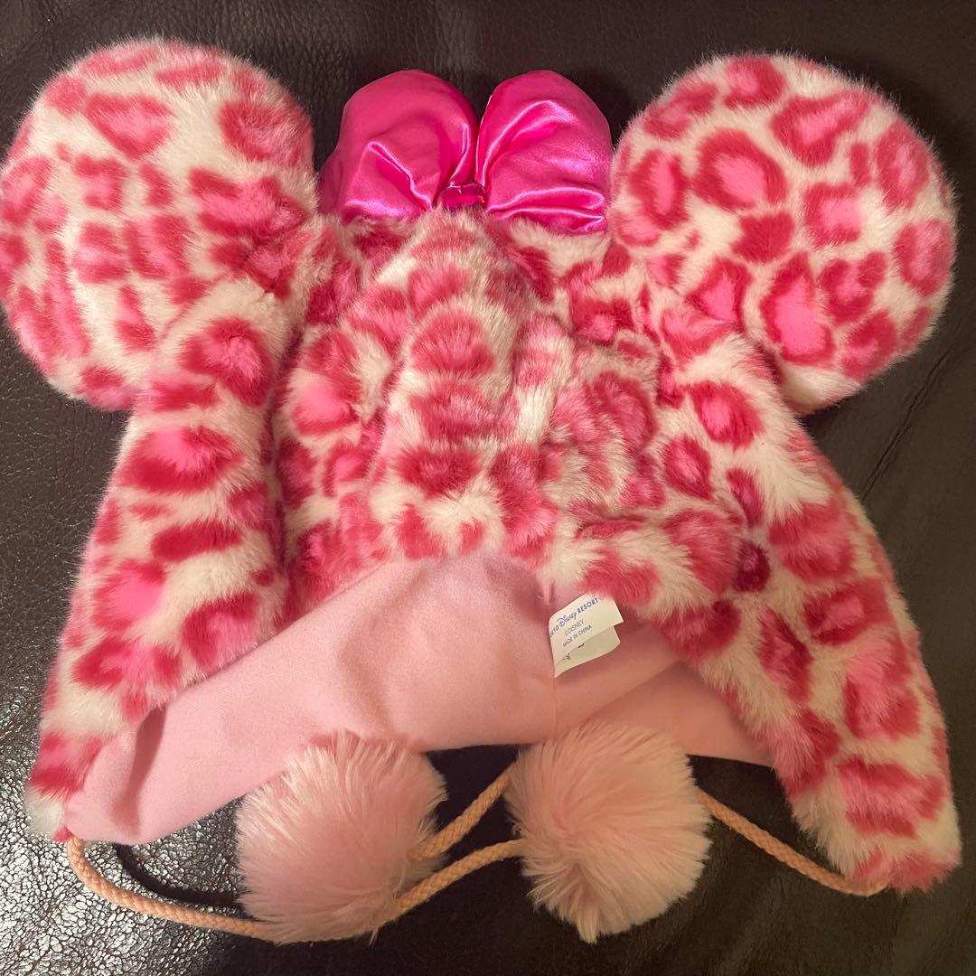 ディズニー ミニー ファンキャップ ヒョウ柄 ピンク-未使用 現行品