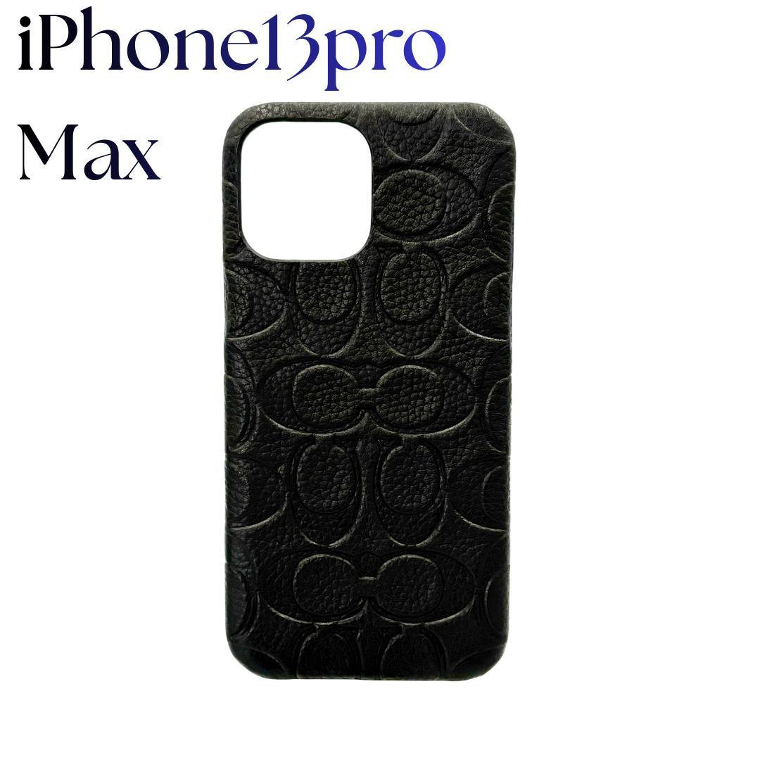 COACH iPhone 13 Pro Max レザーケース 黒 シグネチャー - メルカリ