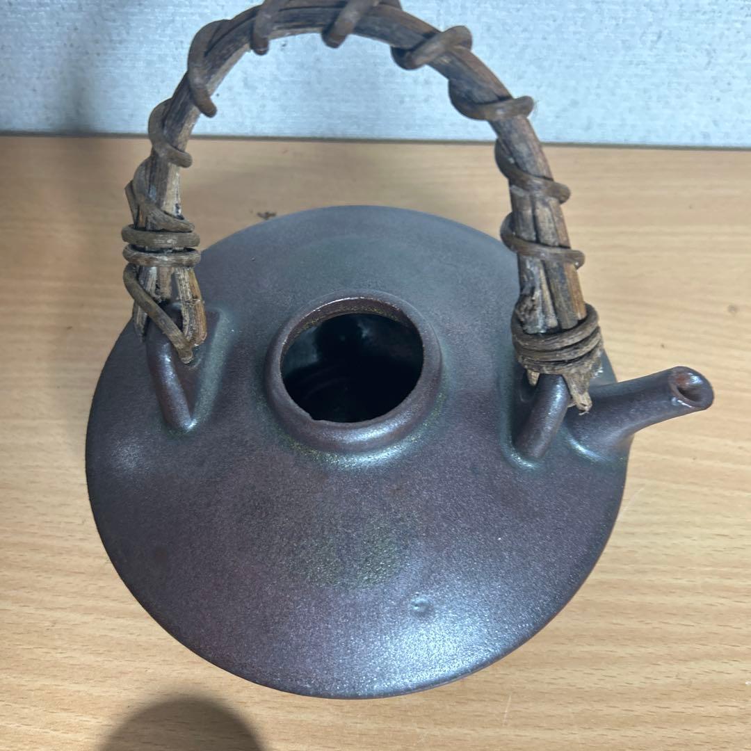 自宅保管品 黒薩摩の銚子 急須 銘 柿