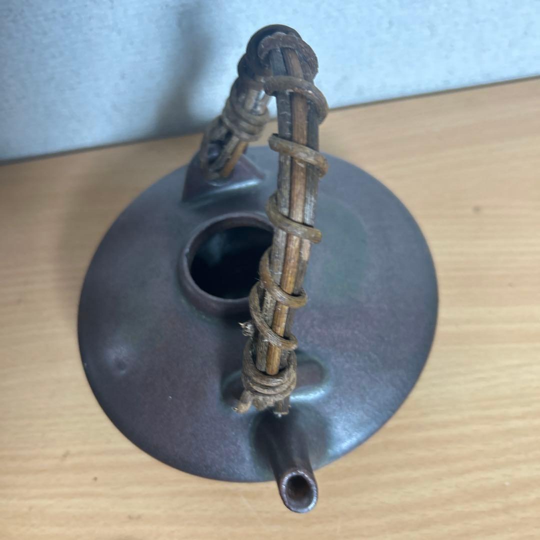 自宅保管品 黒薩摩の銚子 急須 銘 柿