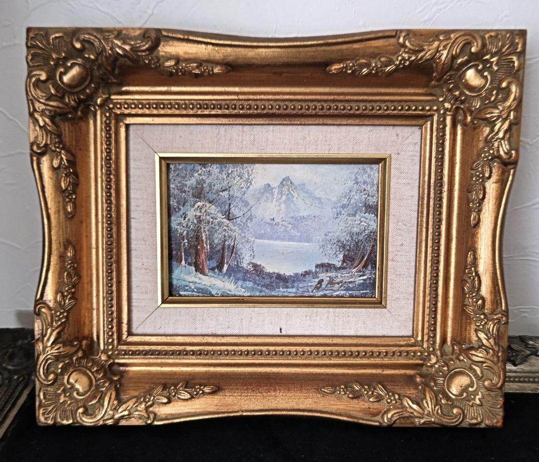 真作】 大杉真司「見つめて富士左馬」油彩 ＋ 金箔・プラチナ箔