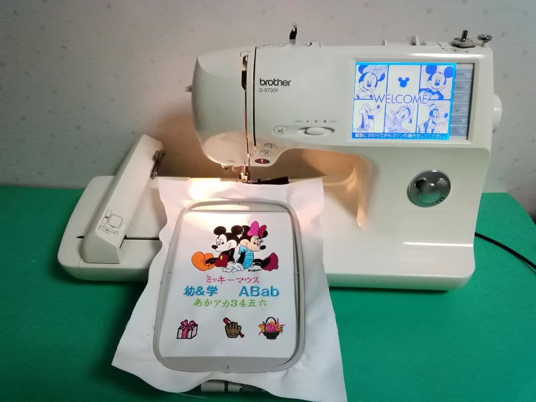 ❤️整備済ミッキー＆ぷーさんブラザーミシンEM107 D9700F 自糸切 刺繍