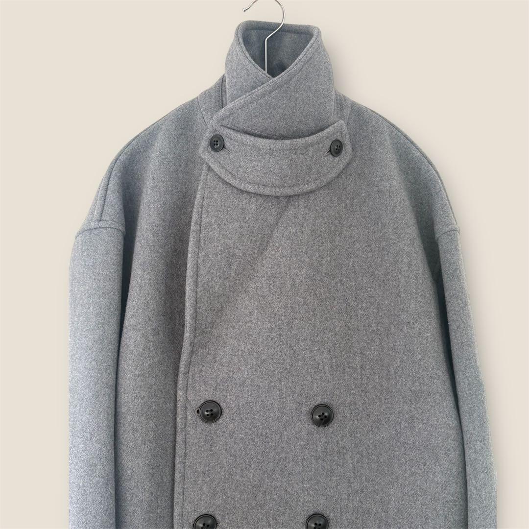 美品 uncrave アンクレイブ プルーフメルトンロング Pコートグレー