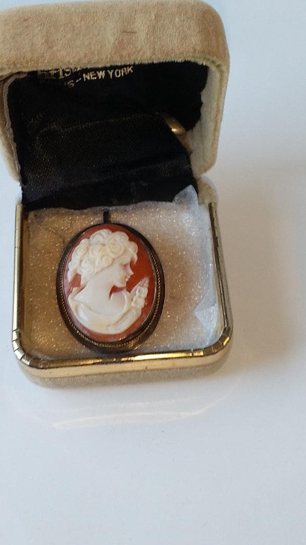 シェル カメオ ブローチ SILVER 2WAY ヴィンテージ 美品（ケース付