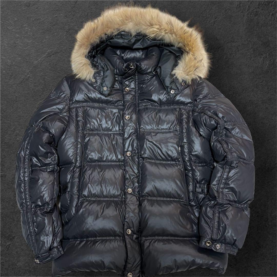 00s Y2K ファー ダウン ジャケット 平成 ギャル男 お兄系 光沢 XL