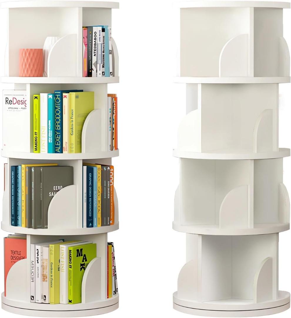 本棚 回転式本棚 大容量 4段 A4が入る高さ 白 漫画絵本棚 楽天市場】本棚 回転 本棚 大容量 省スペース 回転式本棚 a4 4段 5段
