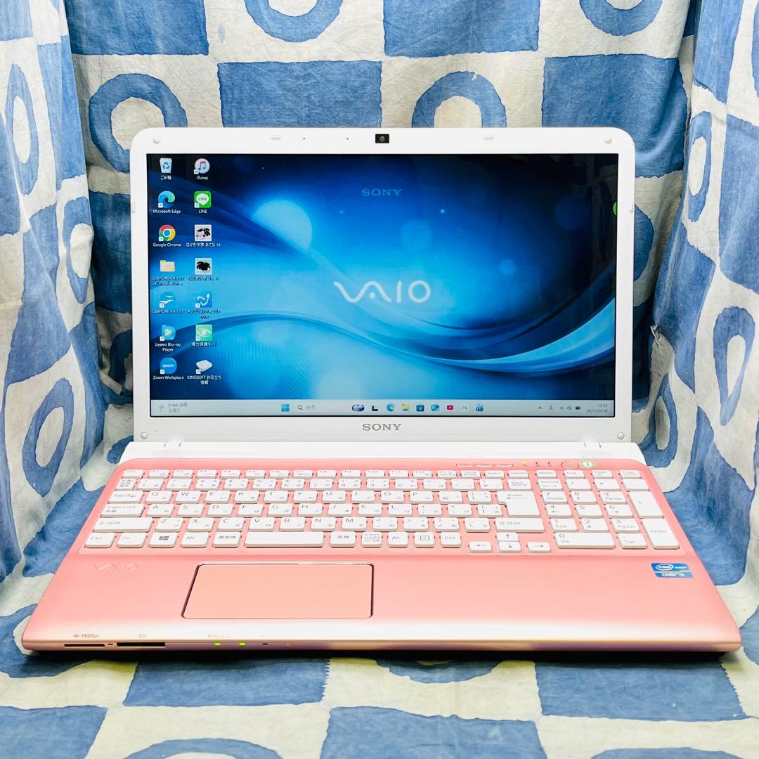人気VAIO✨SSDで快適☆i5☆可愛いピンク♡ブルーレイ&カメラ付！Win11