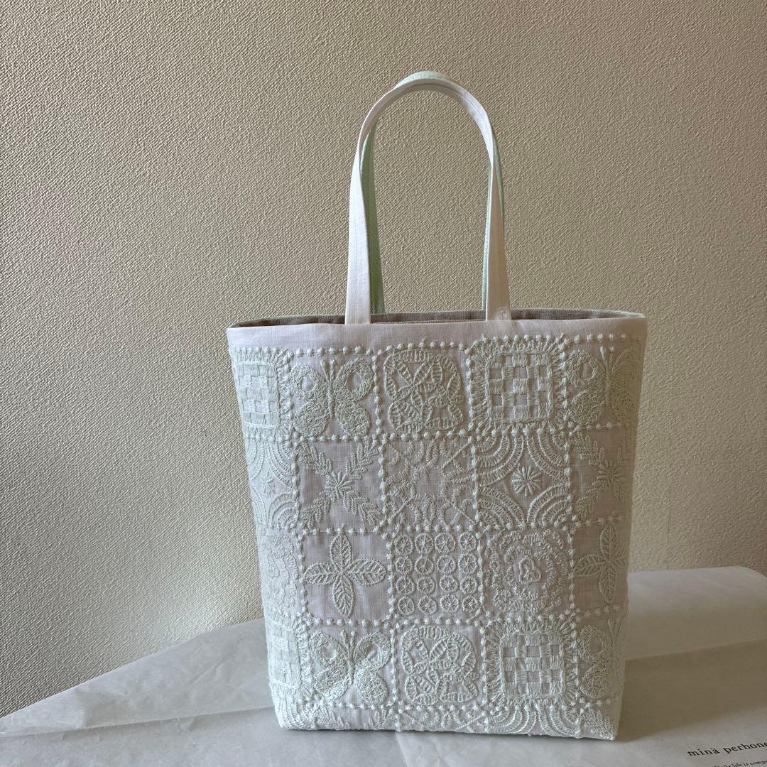 ミナペルホネン 生地使用 swan/forest tile お散歩トートバッグ