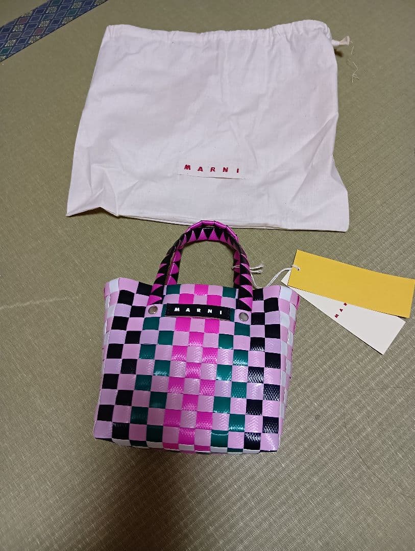 値下げMARNI チェック柄 かごバッグ MARNI チェック柄 かごバッグ 中型 - メルカリ