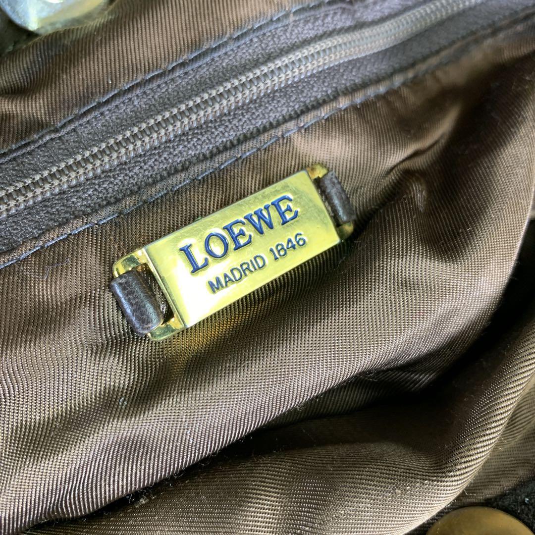 希少 オールド LOEWE ロエベ スエードショルダーバッグ ブラウン 巾着