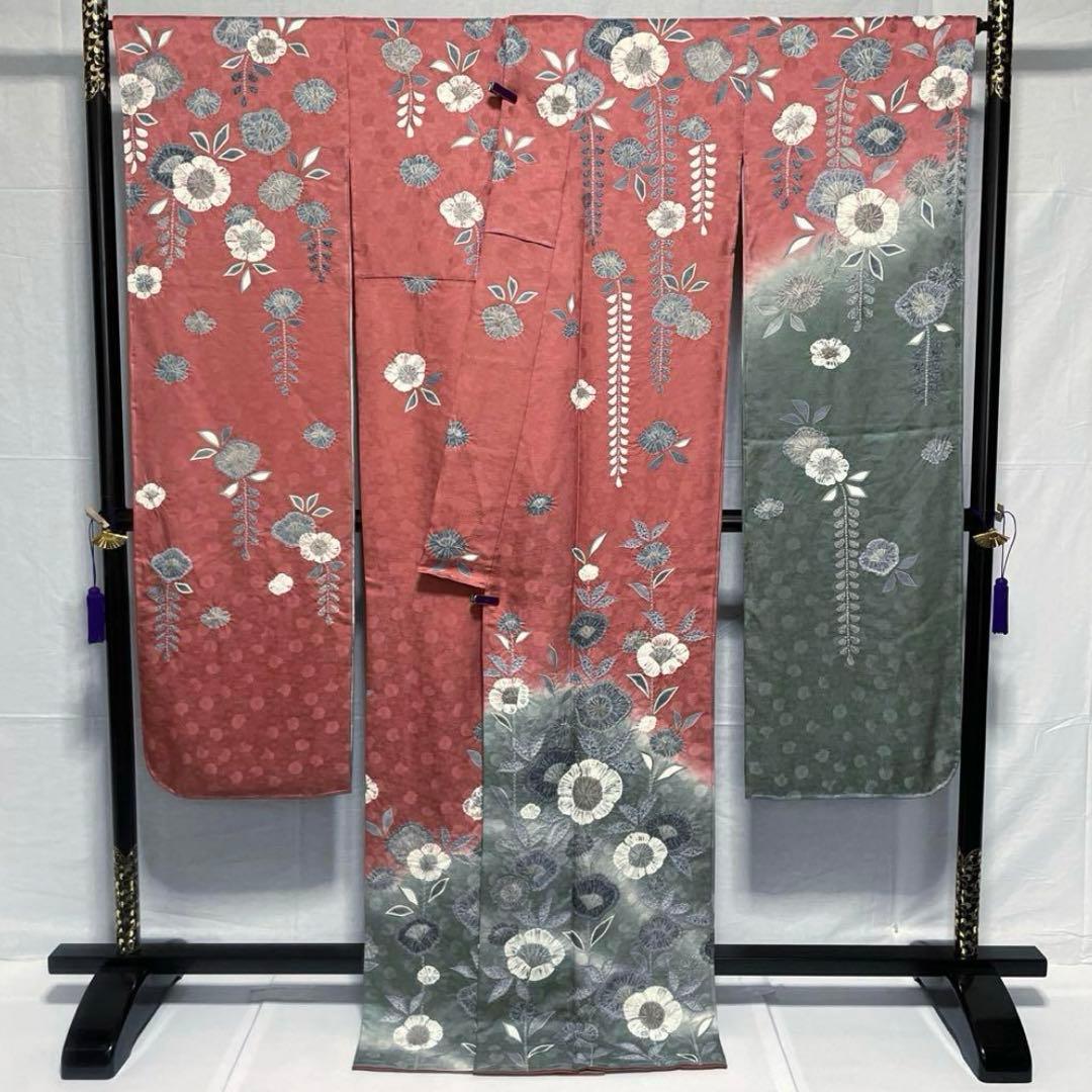 正絹 色無地 袷 柄八掛 裄68